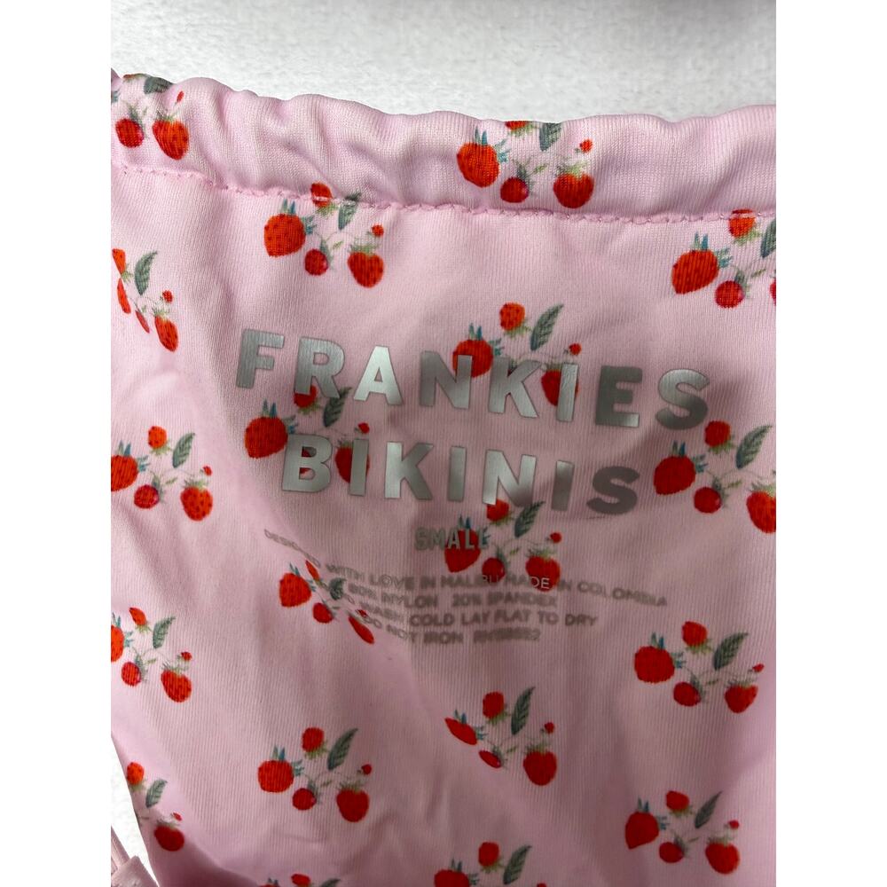 Frankie's Bikinis Pink Strawberry Shortcake Bikini Set Triangle String Tie Small - Picture 5 of 6